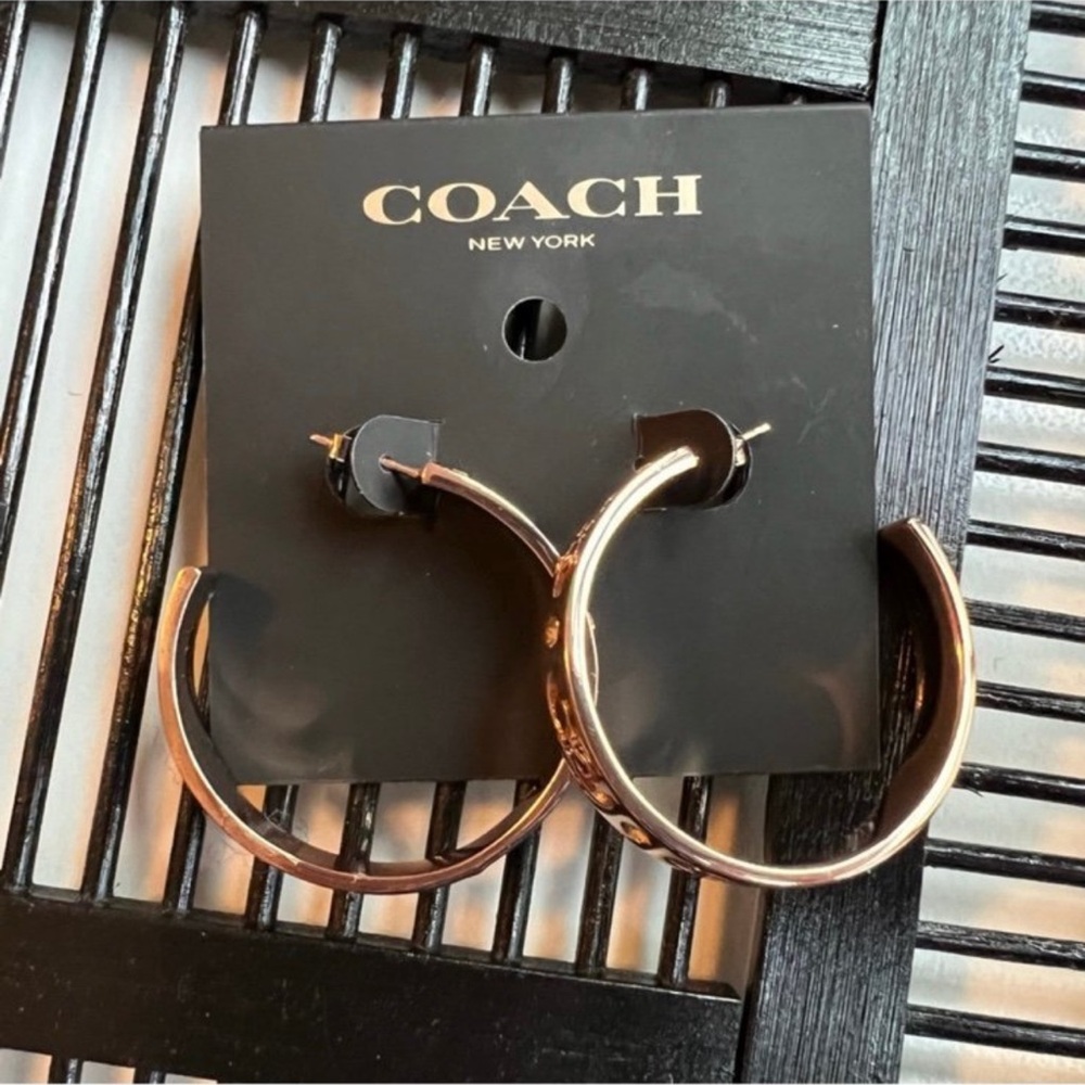 Coach Shiny Gold-Tone Hoop Earrings